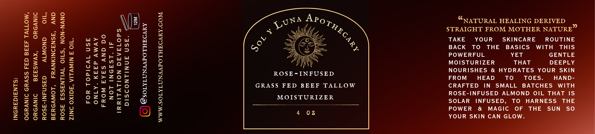 Rose Infused Grass Fed Beef Tallow Moisturizer